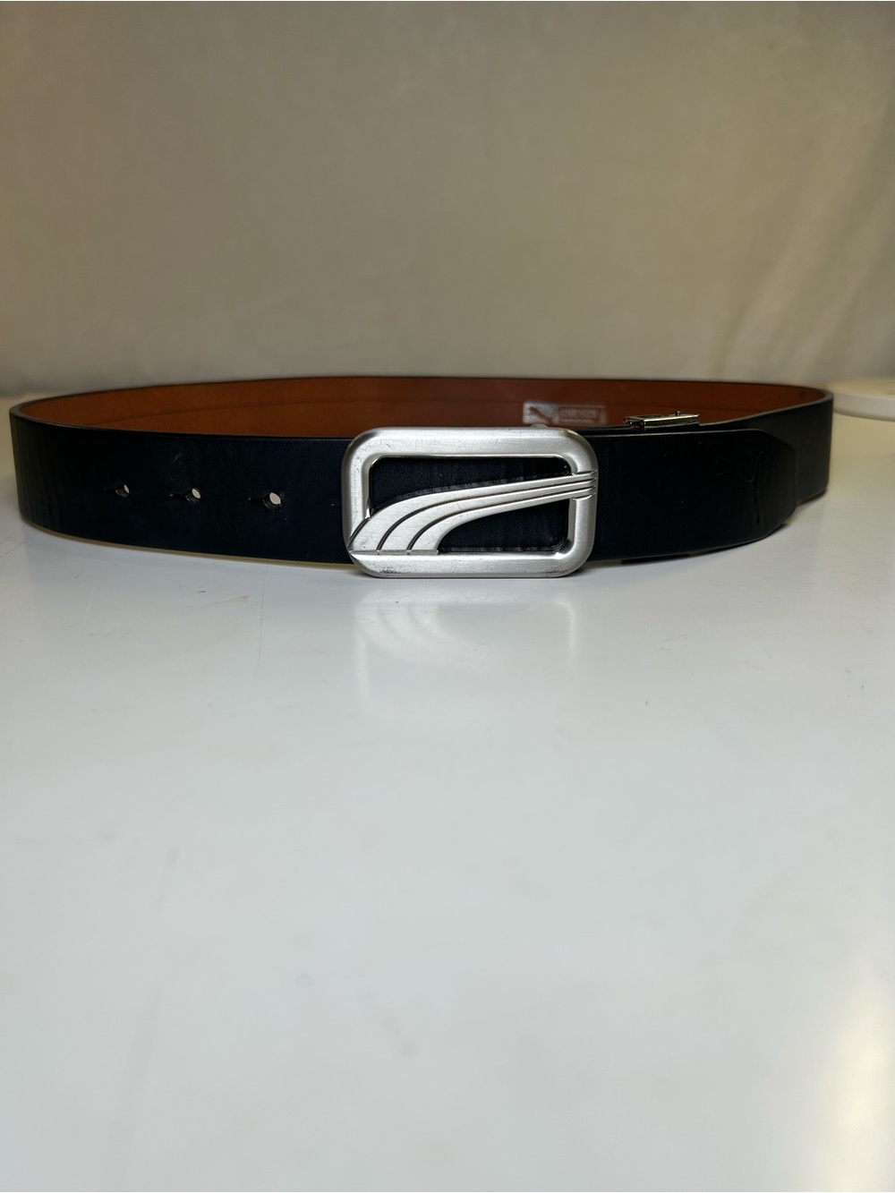 Puma Golf Custom Cut-to-Fit Adjustable Leather Belt, Black. One Size